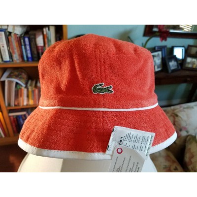 NWT Authentic Lacoste Reversible Crusher Bucket Hat Tangerine Multicolor FRANCE  eb-21335869